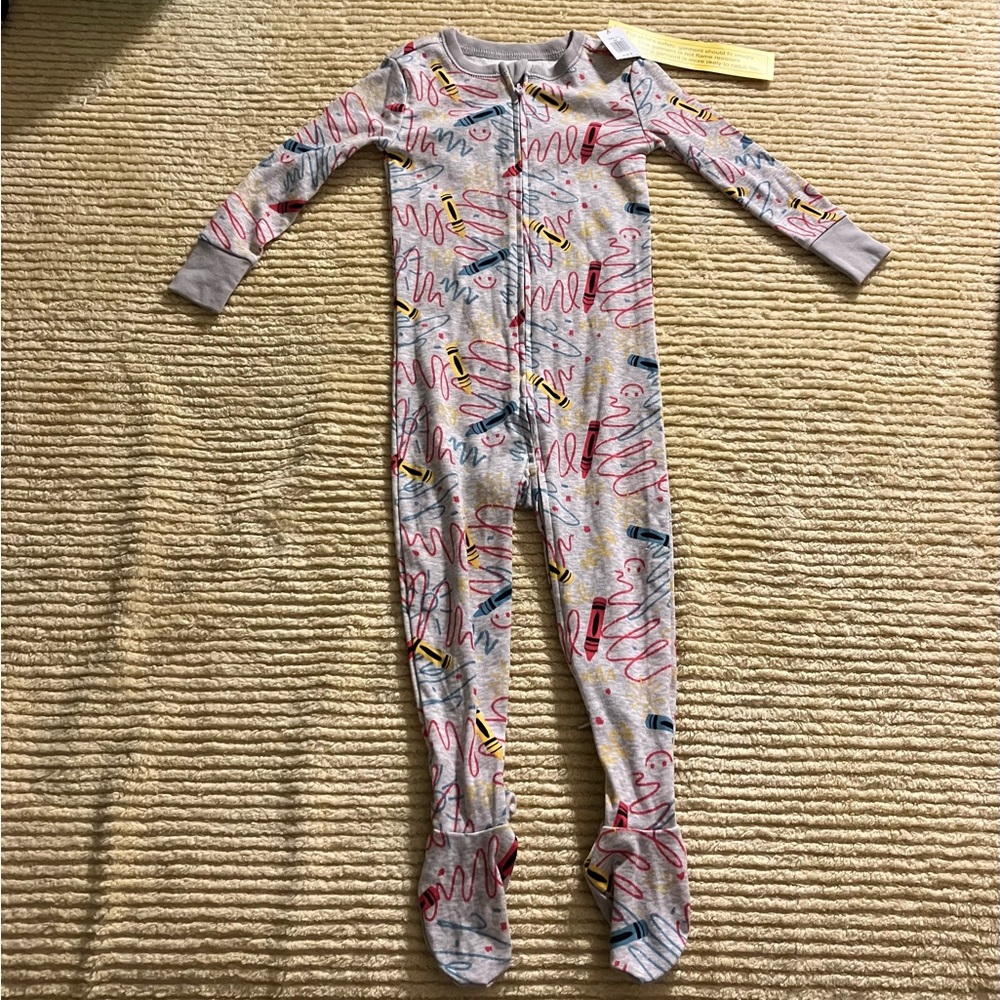 Old Navy Crayola Print One Piece Gray Footed Pajama 18-24 months Unisex …